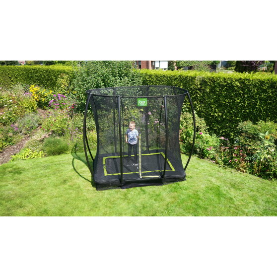 EXIT Silhouette ground trampoline 153x214cm with safety net - black