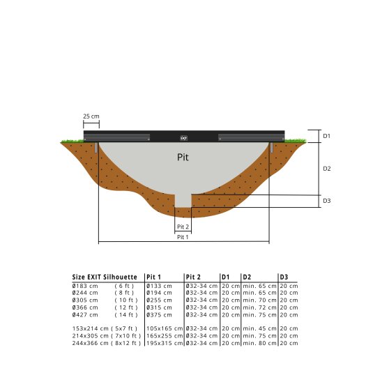 EXIT Silhouette ground trampoline ø183cm - black