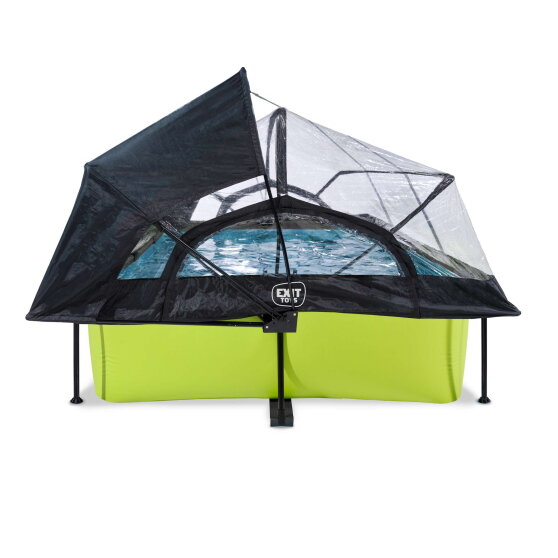 EXIT Lime pool 300x200x65cm with filter pump and dome and canopy - green