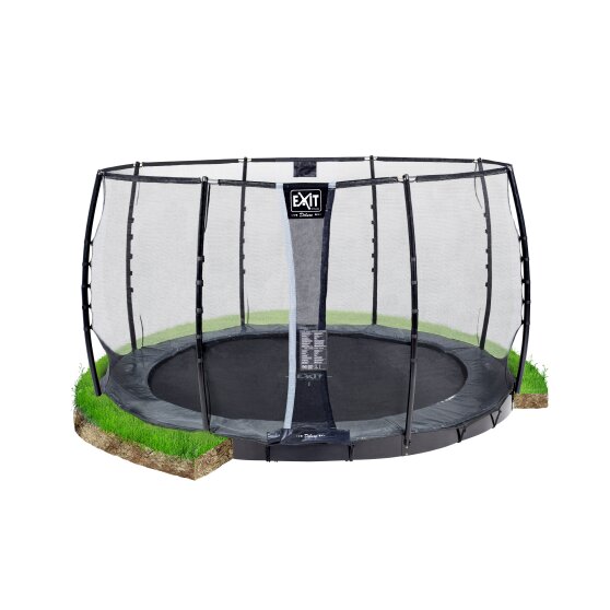 EXIT Supreme ground level trampoline ø366cm with safety net - grey