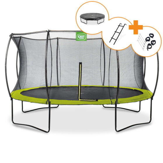 EXIT Silhouette trampoline ø427cm - green + free accessory kit