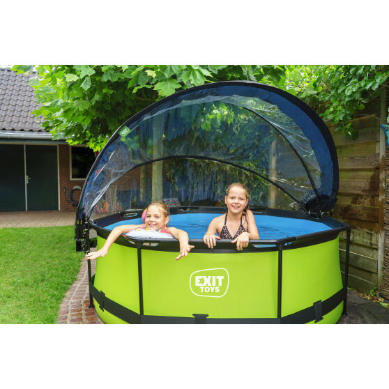 EXIT Lime pool &oslash;244x76cm with filter pump and dome - green