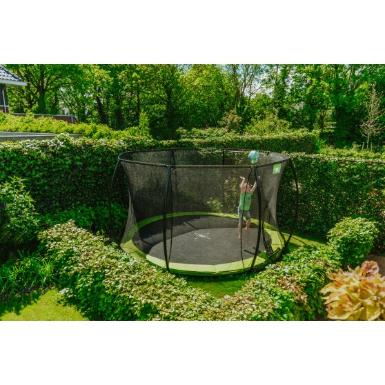 EXIT Silhouette ground trampoline ø427cm with safety net - green