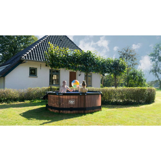 EXIT Black Wood pool ø244x76cm with filter pump - black