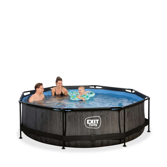 EXIT Black Wood pool &oslash;300x76cm with filter pump - black