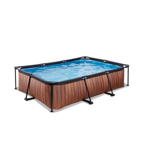 EXIT Wood pool 300x200x65cm with filter pump - brown
