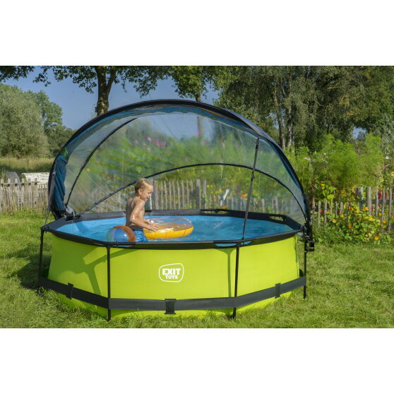 EXIT Lime pool &oslash;300x76cm with filter pump and dome - green