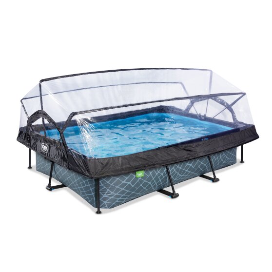 EXIT Stone pool 300x200x65cm with filter pump and dome - grey