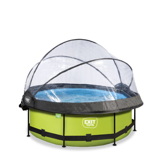 EXIT Lime pool ø244x76cm with filter pump and dome and canopy - green