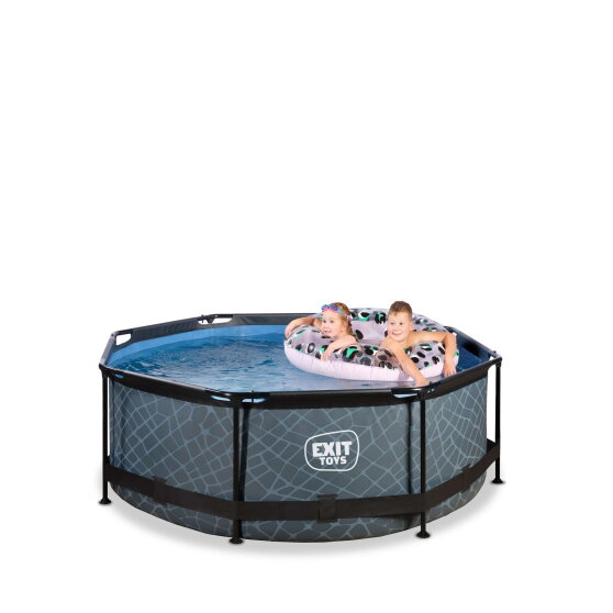 EXIT Stone pool &oslash;244x76cm with filter pump - grey