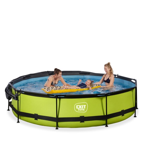 EXIT Lime pool ø360x76cm with filter pump and canopy - green