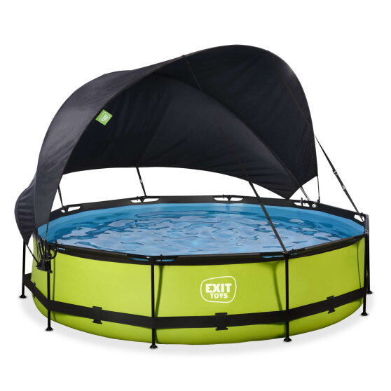 EXIT Lime pool &oslash;360x76cm with filter pump and canopy - green