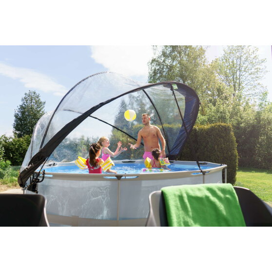 EXIT Soft Grey pool &oslash;360x76cm with filter pump and dome - grey