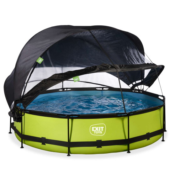 EXIT Lime pool &oslash;360x76cm with filter pump and dome and canopy - green