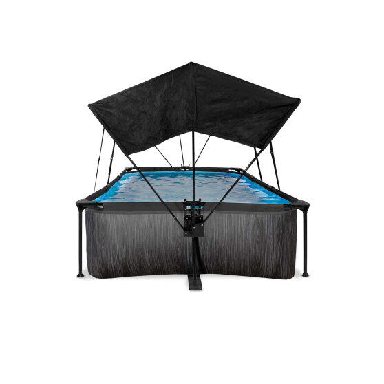 EXIT Black Wood pool 220x150x65cm with filter pump and canopy - black