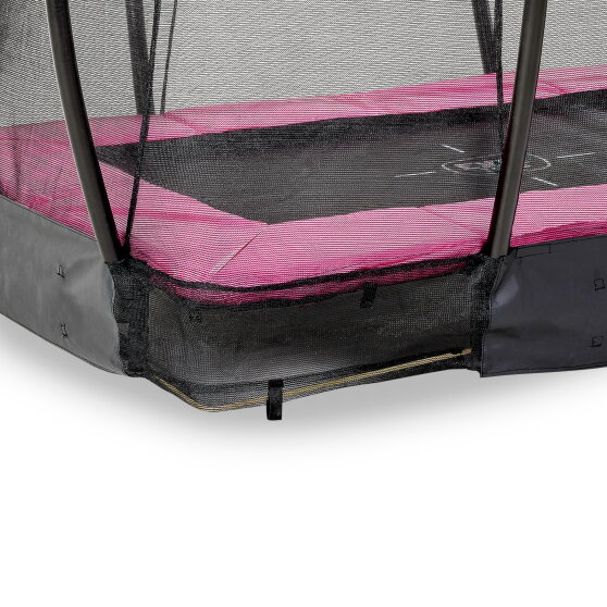 EXIT Silhouette ground trampoline 153x214cm with safety net - pink