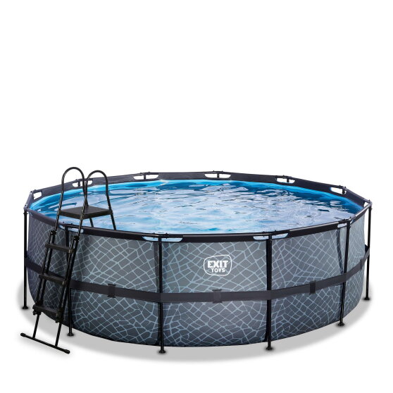 EXIT Stone pool &oslash;427x122cm with sand filter pump - grey