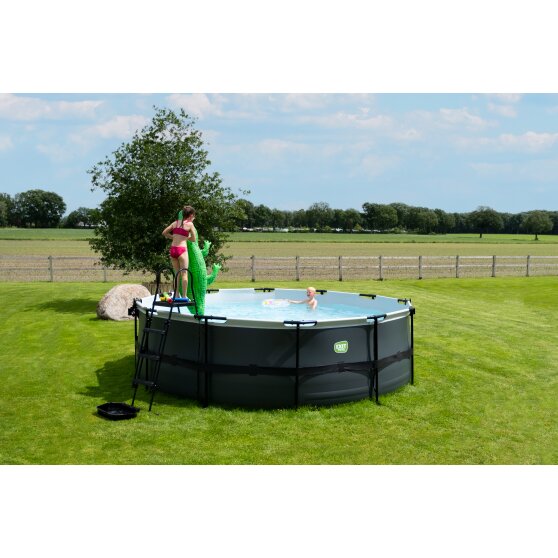 EXIT Black Leather pool ø450x122cm with sand filter pump - black