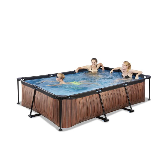 EXIT Wood pool 300x200x65cm with filter pump - brown