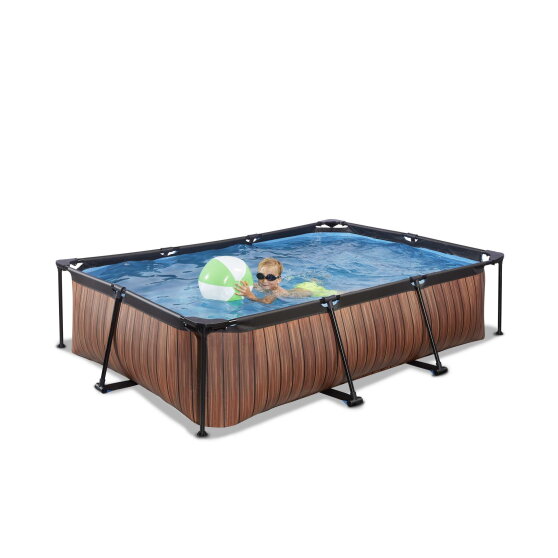 EXIT Wood pool 300x200x65cm with filter pump - brown