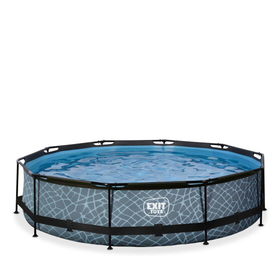 EXIT Stone pool ø360x76cm with filter pump - grey