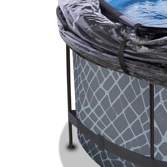 EXIT Stone pool ø360x122cm with sand filter pump and dome - grey
