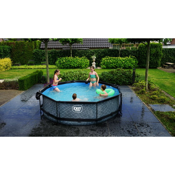 EXIT Black Wood pool &oslash;300x76cm with filter pump - black