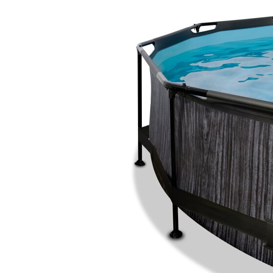 EXIT Black Wood pool ø360x76cm with filter pump - black