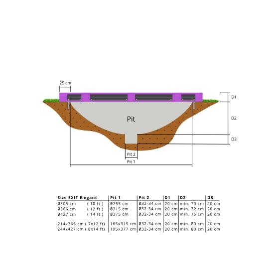 EXIT Elegant Premium ground trampoline ø427cm with Deluxe safety net - purple