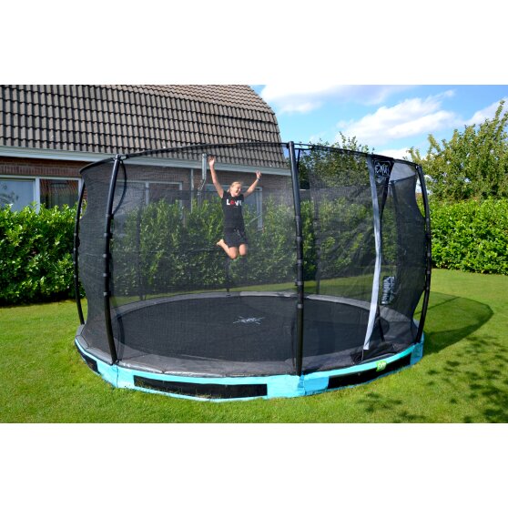 EXIT Elegant ground trampoline ø427cm with Economy safety net - blue