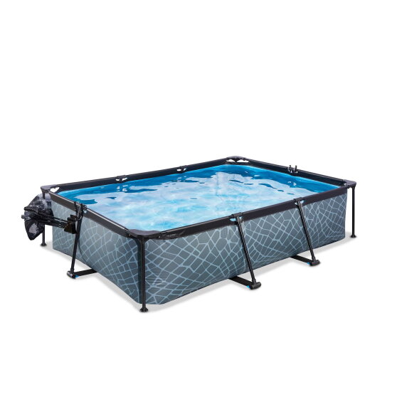 EXIT Stone pool 300x200x65cm with filter pump and dome - grey