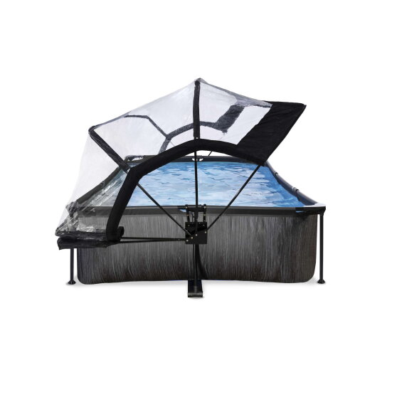 EXIT Black Wood pool 300x200x65cm with filter pump and dome - black