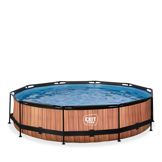 EXIT Wood pool ø360x76cm with filter pump - brown