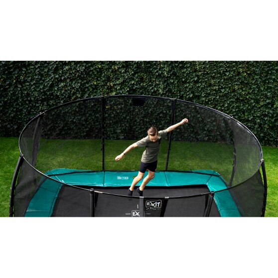 EXIT Supreme ground level trampoline 244x427cm with safety net - grey