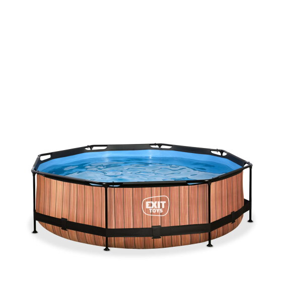 EXIT Wood pool &oslash;300x76cm with filter pump - brown