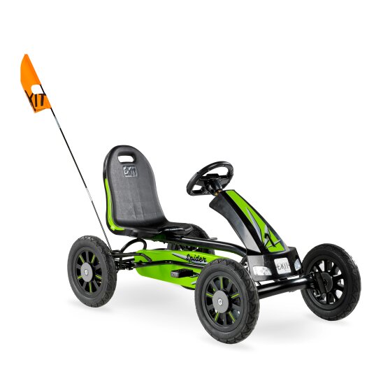 EXIT Spider Green pedal go-kart with trailer - green