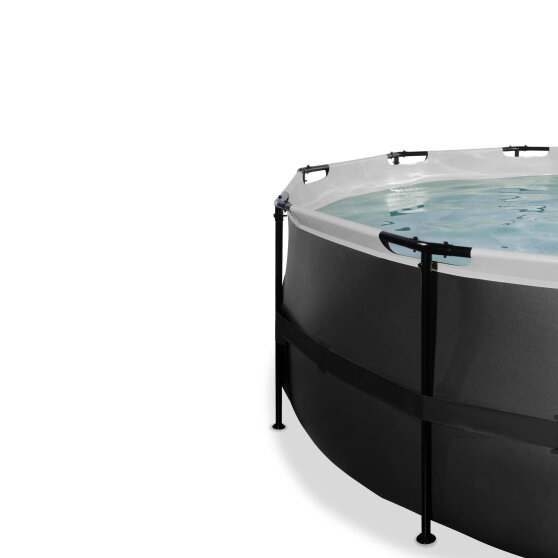 EXIT Black Leather pool ø450x122cm with sand filter pump and dome - black