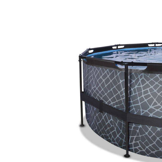 EXIT Stone pool ø427x122cm with filter pump - grey