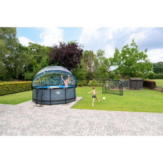 EXIT Black Leather pool &oslash;360x122cm with sand filter pump and dome - black