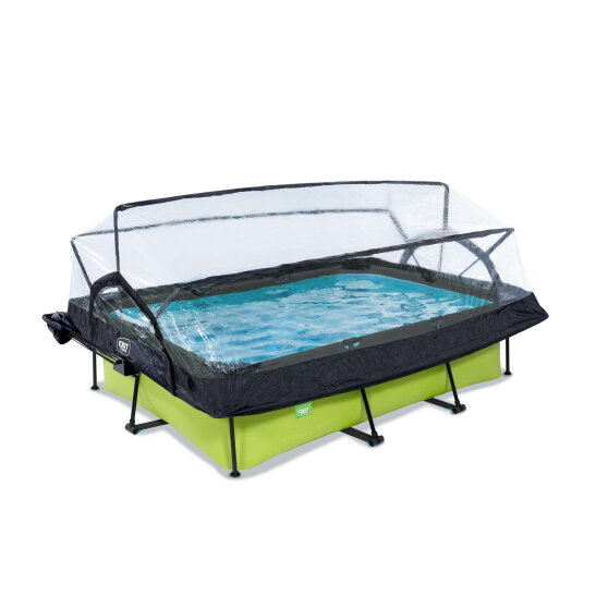 EXIT Lime pool 220x150x65cm with filter pump and dome and canopy - green