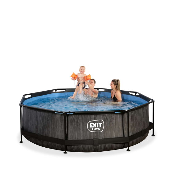 EXIT Black Wood pool &oslash;300x76cm with filter pump - black
