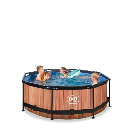 EXIT Wood pool ø244x76cm with filter pump - brown