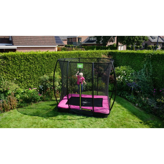 EXIT Silhouette ground trampoline 153x214cm with safety net - pink