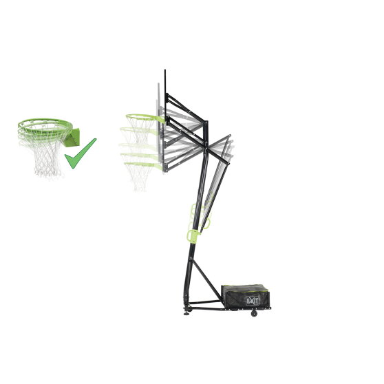 EXIT Galaxy portable basketball backboard on wheels with dunk hoop - green/black