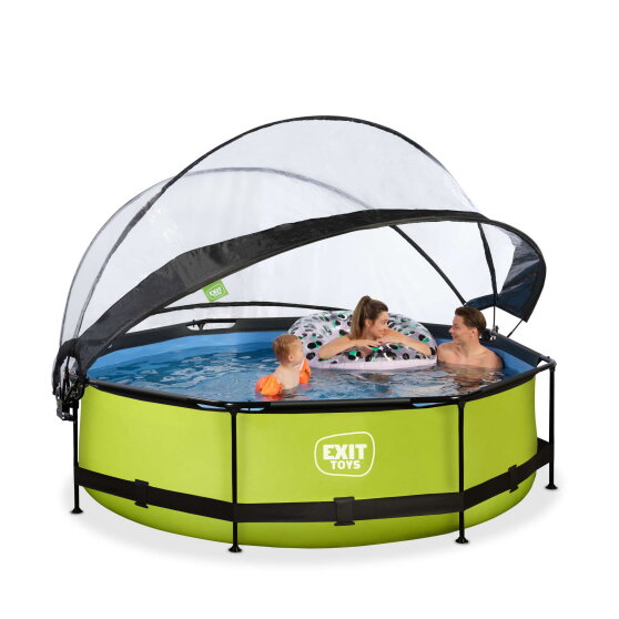 EXIT Lime pool &oslash;300x76cm with filter pump and dome - green