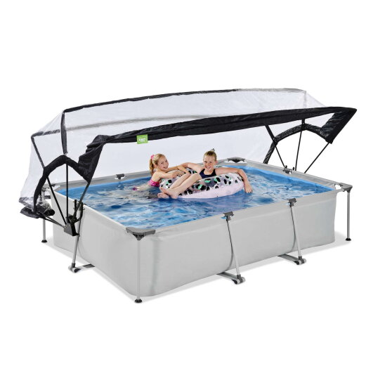 EXIT Soft Grey pool 300x200x65cm with filter pump and dome - grey