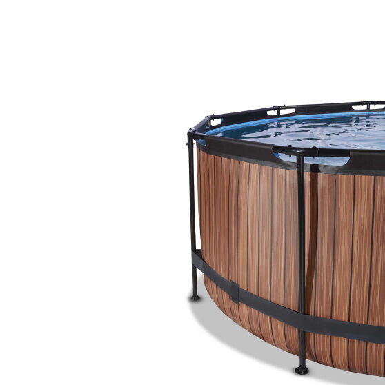 EXIT Wood pool ø360x122cm with filter pump - brown
