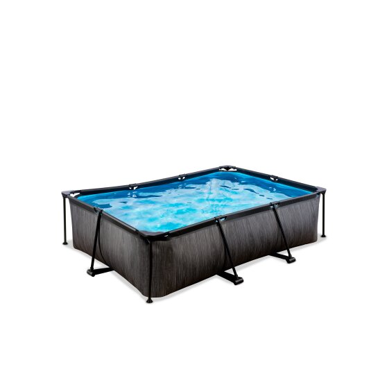 EXIT Black Wood pool 220x150x65cm with filter pump - black