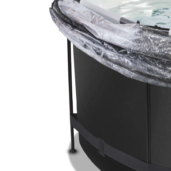 EXIT Black Leather pool ø360x122cm with sand filter pump and dome - black