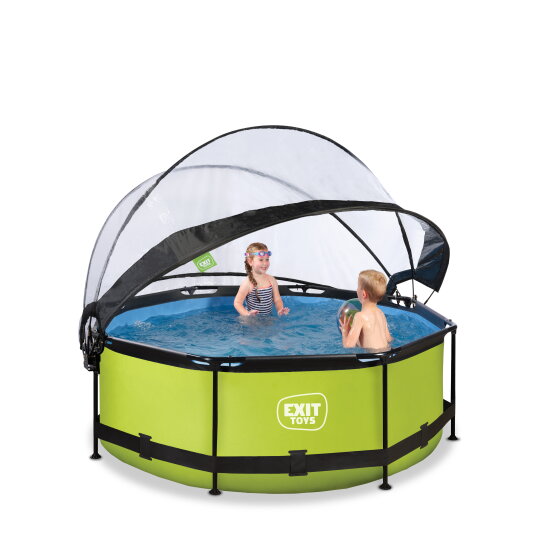 EXIT Lime pool ø244x76cm with filter pump and dome - green